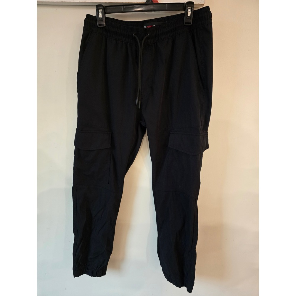 Akademiks Black Cargo Jogger Pants Women Size L Elastic Waist Utility Streetwear